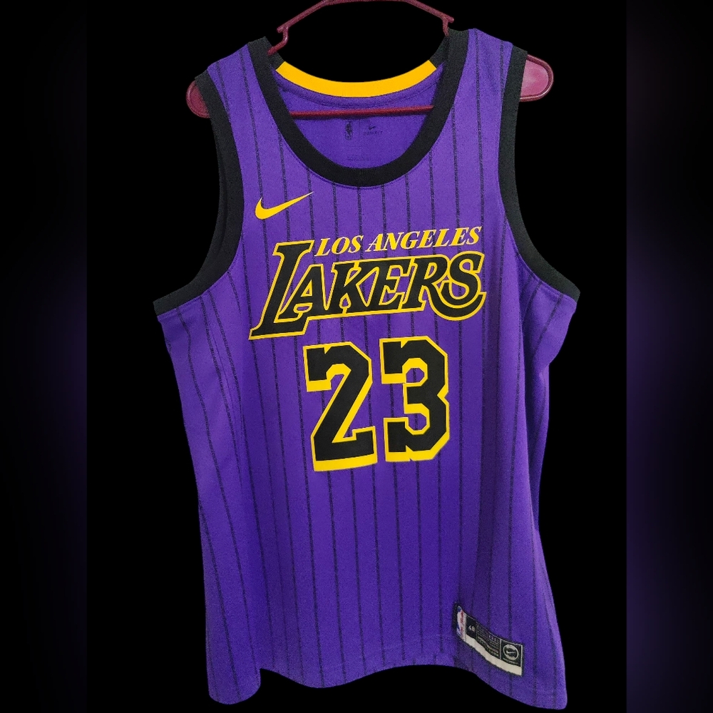 Nike NBA Lebron James #23 Purple&Black Los Angeles Lakers Jersey Size 48